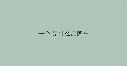 一个是什么品牌车(一个牌子是什么车)